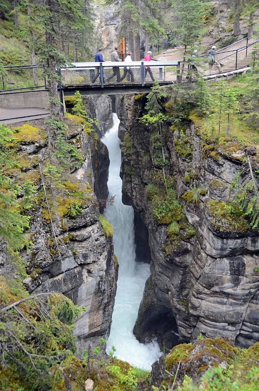 30 Water Gushing Under Bridge Over Maligne Canyon Near Jasper